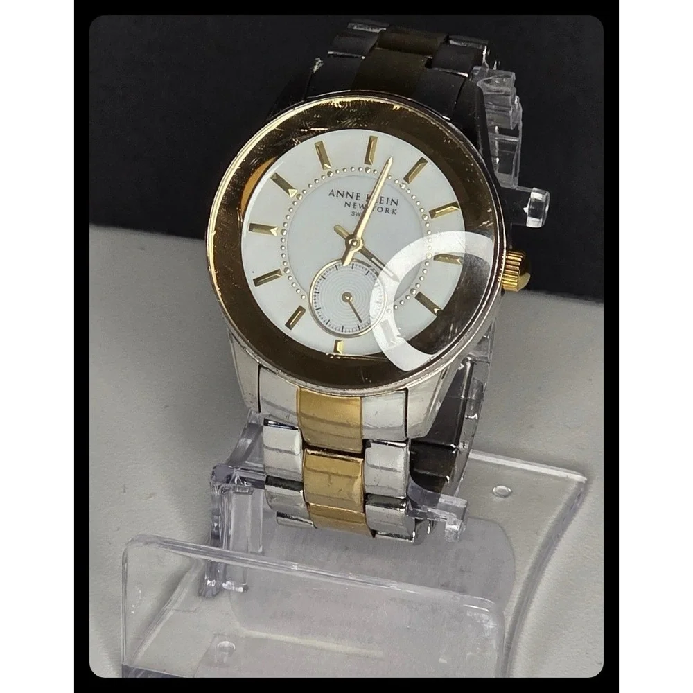 Anne Klein Watch Women Silver Gold Two Tone Stainless Steel 12/2169 Dress